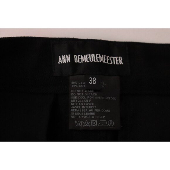 Ann Demeulemeester Women's Size 38 Black Ankle Dress Pant Mid Rise Slash Pockets - Picture 9 of 10